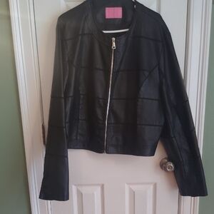 Elegant Black Faux Leather Jacket for Women